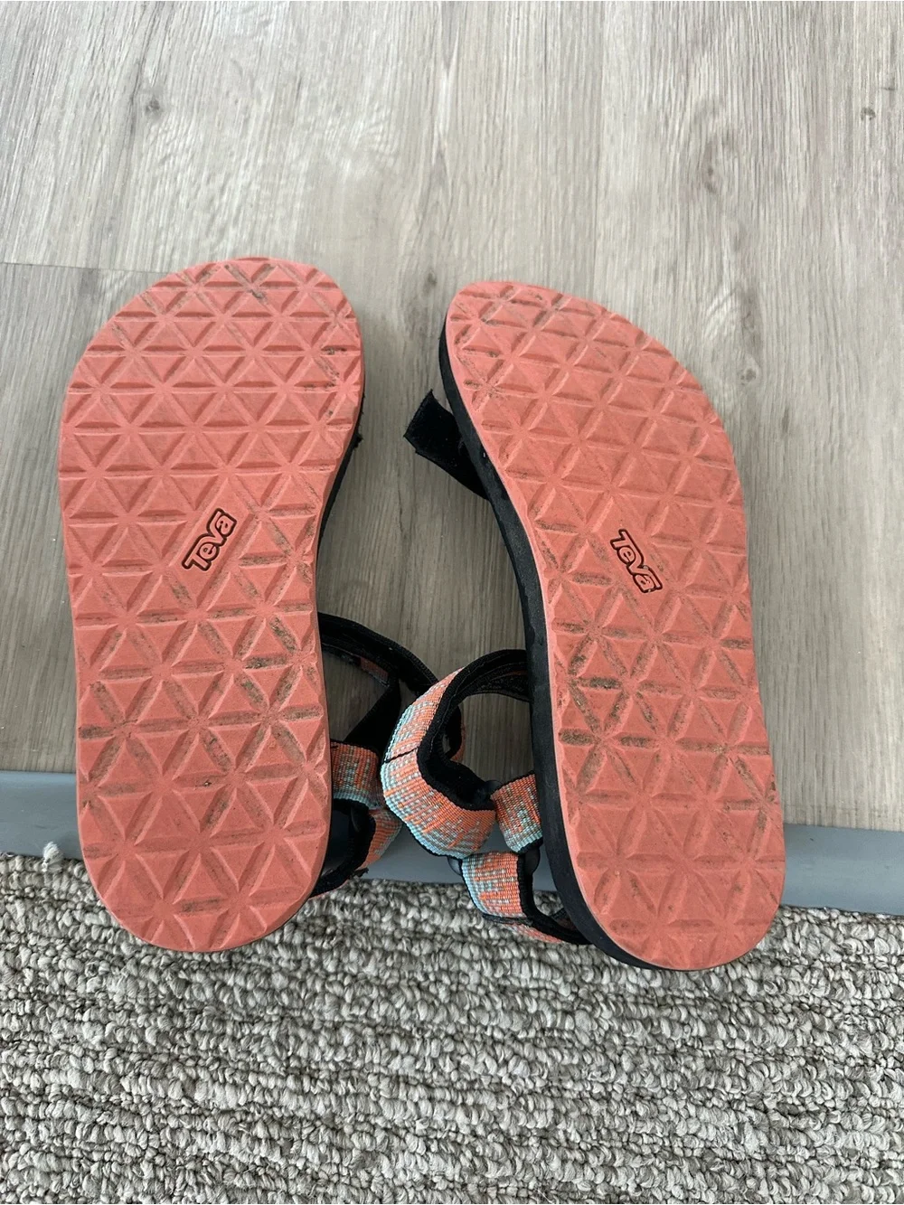 Teva Sporty Strappy Sandals with Coral & Aqua Webbing